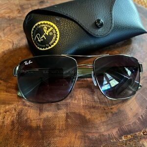 Men’s Ray-Ban 3530 Sunglasses Blue Colored Temporal Arms. Made in Italy.